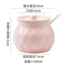 油罐 陶瓷油罐 裝豬油耐高溫帶潑辣子罐大容量辣椒罐廚房家用帶蓋調料, 1個, 樹莓粉 299毫升 豬油罐 送專用勺