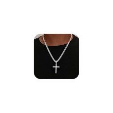 ECLATIS HIMSTORY 남성 925 스털링 유럽풍 고품격 실버 십자가 목걸이 5mm 이탈리아 큐빅 컷 쿠바 링크 커브 체인 크로스 목걸이 하이퀄리티 주얼리 40.6 4