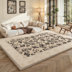 Radearl 고급스러운 빈티지 프렌치 워셔블 러그 양모터치 거실 카페트