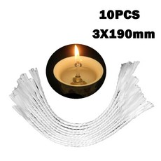 10 심지 3*190mm 흰색 유리 섬유 심지 생일 양초 무연 DIY 오일 램프 양초 만들기 용품 환경에 사용, 1개
