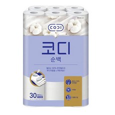 코디 순백 25mx30롤 3겹 화장지, 30롤, 1개