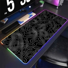 LED 데스크 매트 흑백 라인 RGB 컴퓨터 마우스 패드 게이머 캐비닛 발광 추상 키보드 게임, 05 RGB 350x250x3mm, 10 HL1813