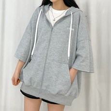 [빠른출고|단독진행] 유스히얼 오버핏 반팔 후드집업 여름 썸머 박시 데일리