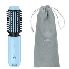Leeko 모발 손상 없는 4단 온도조절 음이온 고데기/ 무선 미니 뿌리 볼륨 빗 고데기/ 물결 웨이브펌/ 여행 출장 외출 휴대용/ 모발보호 간편 고데기 블루, K-102