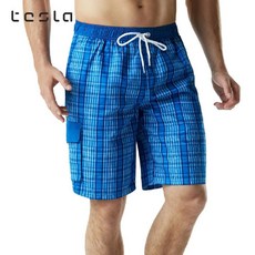 테슬라 남성 체크 래쉬가드바지 수영복 TM-MSB04