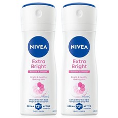 니베아 데오드란트 스프레이 엑스트라 브라이트, 60ml, 2개