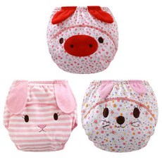 꼬꼬몽 유아 여아 남아 배변훈련팬티 3장세트, 입체꽃돼지, 1세트