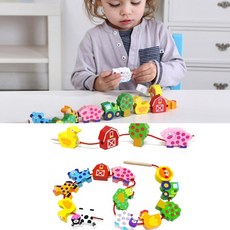 유아 나무바늘 실꿰기 농장동물 창의적 유치원 지각능력