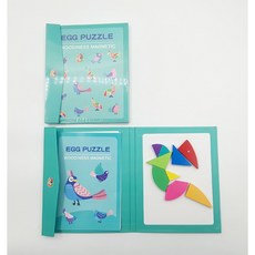 원목 자석 칠교놀이 탱그램 유아보드게임 칠교판 자석칠교 교재 보드게임 스마트게임즈 IQ퍼즐게임 B297, 1개, 1인용, 민트