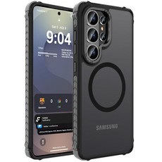 DEERLAMN 삼성 갤럭시 S24 플러스/S25 플러스 6.7인치용 강력한 마그네틱 케이스 [Magsafe와 호환][군용 등급 낙하 보호] 투명 슬림 충격 방지 보호 폰 커, 블랙