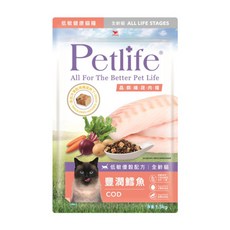 Petlife 晶鑽纖蔬肉糧 豐潤鱈魚 全貓糧, 1.5kg, 1個, 鱈魚
