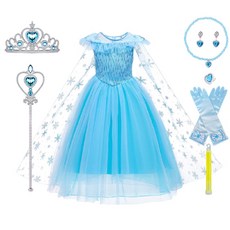 Uni Angel 冬季公主藍色無袖連衣裙+7件配飾套裝