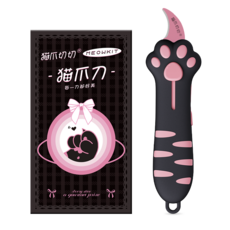Meowkit 고양이발 택배칼 미니 안전커터, 1개, 검정과 분홍