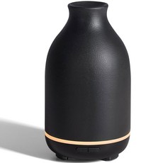 이노기어 아로마테라피 150ml 세라믹 쿨 미스트 오일 2가지 모드 워터리스 오토 오프 화이트, 1, Black Rhombus-cut Ceramic