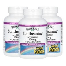 내추럴팩터스 L 테아닌 썬테아닌 씹어먹는 200mg 60츄어블 3개 Suntheanine, 60정