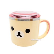 리락쿠마 컵 뚜껑 스텐컵 260ml(아이보리) 4063