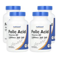 뉴트리코스트 엽산 1 000mcg 240캡슐, 4개, 240정