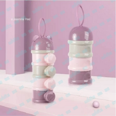 화이트 쏘쏘 아기 분유 휴대용 케이스 4단, 1개, 퍼플파우더 4단