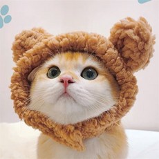 마주모아샵 고양이 모자 고양이귀머리띠, 브라운 곰