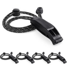 조절 가능한 반사 랜야드가 있는 비상 호루라기 야외 생존 하이킹 캠핑 사냥 낚시 보트 카약 구명 조끼 재킷 구조 신호용 4팩 블랙 138925, 4pcs Black Whistle