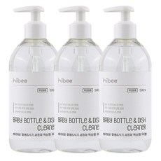 하이비 젖병 식기세정제 액상 용기 무향, 3개, 500ml