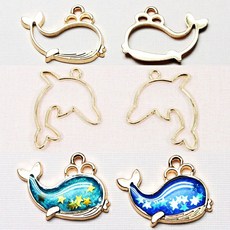 UV 레진 에폭시 공예 아트 만들기 꾸미기 키링 팬던트 고래모양 3종선택, 분수고래(대), 1개