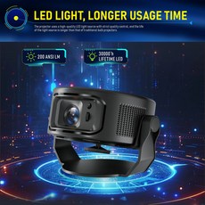 HY300MAX 智能投影儀 720P 解析度 支援 8K 影片播放 Android 14 系統 0.8:1 超短焦投影 360度旋轉底座, 黑色(全志726):美規
