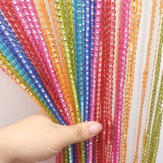 문용 스트링 커튼 프린지 리본 실 룸 디바이더 창문 벽 패널 파티오 침실 웨딩 가정용 장식, Orange