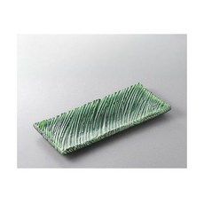 핫 플레이트 10개 세트 그린 글레이즈드 옐로우 나가시 오블롱 스퀘어 10.0 플레이트 12.8 x 5.8 x 1.1 인치 32.5 x 14.7 x 2.9 cm 레스토랑 여관, Set of 10