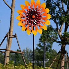 야외 정원 바람개비 전원주택 블루 데코 꾸미기 양면 조경, A. 오렌지색 양면 풍차