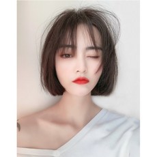 不然飾女生假髮 全真髮齊耳短髮 透氣逼真短髮假髮 掉髮光頭適用, 1個, 自然色-仿真大頭皮(30cm)