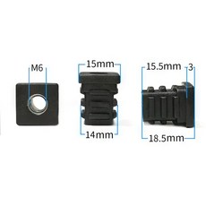 10 또는 5PCS 다리 엔드 사각 플라스틱 튜브 인서트 M5 M6 가구 플러그 M8 파이프 피트 너트 블랭킹 구멍이있는 커버, 15mm M6 10pcs