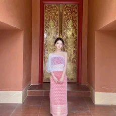 태국 미얀마 여성 다이 의상 민족 공연 무용 전통 스타일 드레스, 01 one size, 43 18