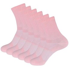 Pauboland 여성용 땀 방지 냄새 방지 악취 방지 압박 쿼터 크루 면 운동용 러닝 하이킹 양말 핑크 6팩