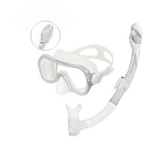 【日本潛水品牌】HeleiWaho 浮潛面鏡組 全乾式呼吸管 5色 浮潛兩件組, CL/WT白, CL/WT白