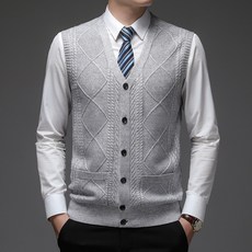 해피유통 남성 비즈니스 브이넥 울 이너 아빠 니트 조끼 jhz
