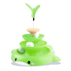 鯨魚造型軌道球貓轉盤(升級款) / 貓咪遊樂盤 貓咪旋轉盤 貓咪玩具 逗貓玩具 寵物玩具, 綠色, 1個