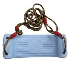 야외그네 두꺼운밧줄 안전한 설치 어린이 스윙체어 하늘색 핑크색 초록색 노란색 놀이터그네, 라이트 블루 베어 스윙 (로프로 강화), 1개