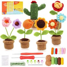 제이에스리빙 꽃화분 손뜨개 코바늘 DIY 뜨개질 패키지, 믹스미니6, 1개