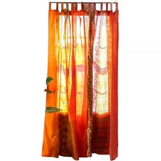 ZENAURA 히피 컬러풀 커튼 라이트 필터링 - 보헤미안 커튼 침대 캐노피 패널 태피스트리 또는 창문 트리트먼트 패치워크 베이지 색상 (213.4 x 109.8cm(84