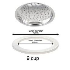 모카포트 에스프레소 커피메이커용 씰링 교체 알루미늄 필터 실리콘 가스켓 키트, 9 cup, 1개, 9 cup China Mainland