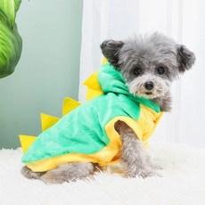 귀여운 공룡 펫 의상 - 강아지 고양이 반려동물 코스튬 뽀글이, 초록색, 1개