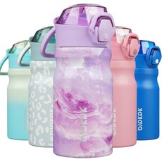 빨대 뚜껑이 있는 BJPKPK 스테인리스 단열 물병 14온스 재사용 가능한 금속 열 플라스크 병으로 차갑고 뜨거운 새벽을 유지합니다, 14 Ounces, Dawn