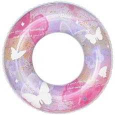 粉色蝴蝶圖案充氣游泳圈, 60#（適合2-4歲）夢幻粉色蝴蝶 - 游泳圈, 1個