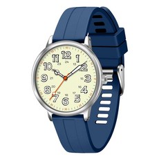 Asan Ge 남성용 아날로그 시계 - 3ATM 방수 24H 야광 다이얼 긁힘 방지 미네랄 유리 일본 쿼츠 무브먼트 편안한 실리콘 스트랩 - 일상복 직장 및 야외 활동