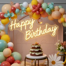 생일 축하 네온 사인 LED 벽 장식 방 분위기 조명 홈 장식 램프 USB, 45x20.6cm usb, warm white, 1. 45x20.6cm usb / D. warm ...