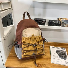 旅行戶外迷你登山包輕便登山設計後背包新款書包休閒撞色運動背包[玫瑰], 咖啡色大號