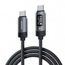 Toocki C타입-C타입 PD3.1 240W OLED 스크린 디지털 디스플레이 초고속 충전케이블, 1개, 블렉, 2m 1개, 블렉, 2m