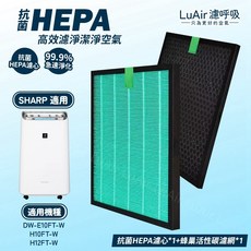 LuAir 夏普SHARP 除濕機濾芯濾網 HEPA濾芯 蜂巢活性碳網 高效淨化 適用DW-E10FT-W H10FT-W H12FT-W L10FT-W, 1個, 高效抗菌HEPA濾芯1+蜂巢顆粒碳網1