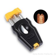 금속 V 컷 시가 커터 나이프 새로운 담배 펀치 커팅 포켓 날카로운 액세서리, Yellow, 1개